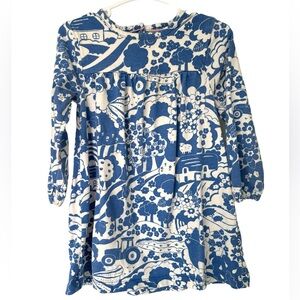 Whimsical Boden Blue & Cream Storybook Farm Dress – Size 12-18m